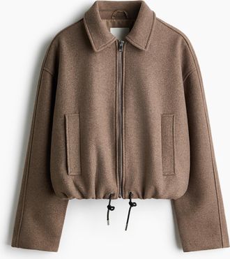 H&M Kurzjacke aus Wollgemisch - Beige