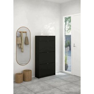 Dmora Zapatero Apolline, Zapatero, Armario De Entrada Multiusos, Zapatero, 70x24 H140 Cm, Negro - Dmora