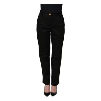 Dolce & Gabbana Slim-fit Trousers, female, Black, Size: XS Tapered Leg Dress Cotton Trousers