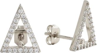 Sole du Soleil Lupine Collection Womens 18k WG Plated Open Triangle Stud Fashion Earrings