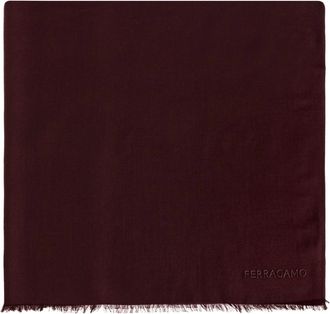 Ferragamo Cashmere Sjaal met Geborduurd Logo - Heren - Wintersjaals - Rood - ONE Size - Kasjmier - Accessoires
