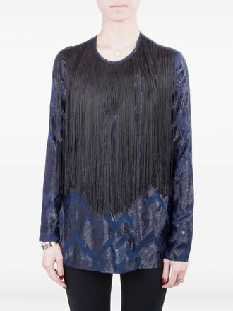Yigal Azrou&Euml;l 2024 fringed blouse - women - Silk - 2 - Blue
