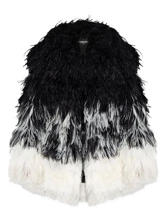 Dsquared2 feather-trimmed jacket - women - Polyester - 40 - Black