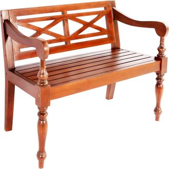 vidaXL Banco Batavia Madera Maciza De Caoba Marr&oacute;n Oscuro 98 Cm Vidaxl