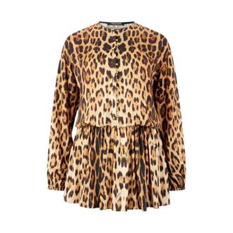 Roberto Cavalli Short Dresses, female, Brown, Size: 2XS Short Dress With Jaguar Skin Print