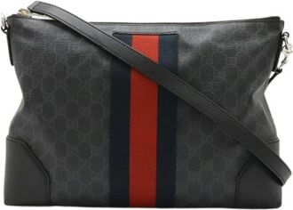 Gucci Pre-owned Cross Body Bags, male, Black, Size: ONE SIZE Pre-owned GG Supreme PVC 2way Shoulder Bag