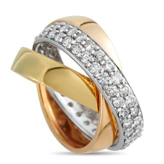 Luxury Bazaar 18K Rose, Yellow, and White Gold 1.70ct Diamond Three-Band Ring MF61-031726
