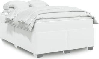 vidaXL Vidaxl - Cama Box Spring Con Colch&oacute;n Cuero Sint&eacute;tico Blanco 140x200cm