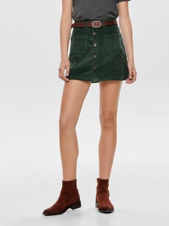 Only Minirock ONLY ONLAMAZING HW CORD SKIRT, Damen, Gr. XS (34), gr&uuml;n (gr&uuml;n gables), Cord, Obermaterial: 98% Baumwolle, 2% Elasthan, unifarben, mini, R&ouml;cke