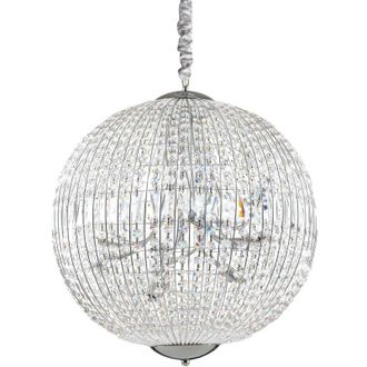 Ideal Lux Ideal Lux Luxor - L&aacute;mpara Colgante De Techo Grande De 12 Luces, Cromada Con Cristales, G9