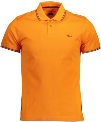 Harmont & Blaine Tops, Heren, Oranje, S, Polo Shirt met Contrasterende Details
