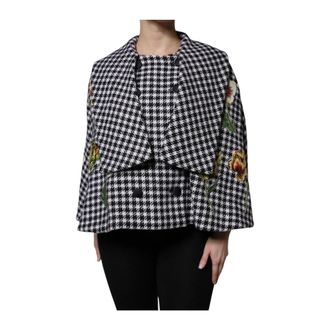 Dolce & Gabbana Abrigo de espiga bordado con flores - Jackets - Mujer - Negro - 2XS