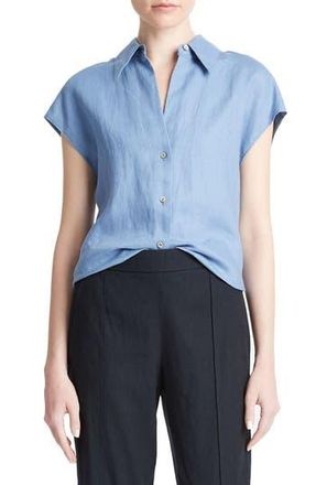 Vince Dolman Sleeve Linen Shirt in Azure Gem at Nordstrom Rack, Size Large
