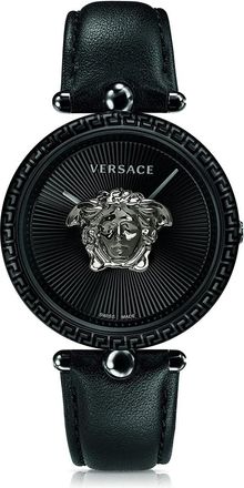 Versace Empire Zwart Leren Quartz Horloge - Dames - Horloges - Zwart - ONE Size - Accessoires