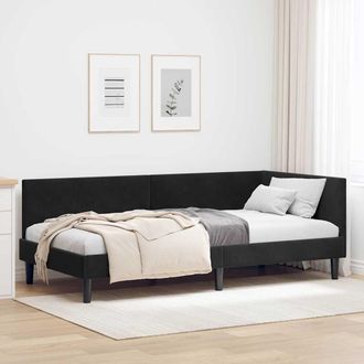 vidaXL Vidaxl Cornice Del Letto Ad Angolo Con Testiera Nero 80 X 200 Cm