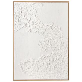 Beliani Lienzo Decorativo Con Dise&ntilde;o 3d Hecho A Mano Materiales Sint&eacute;ticos Marco De Madera De Pino Blanco Clifden