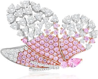 Suzy Levian Sterling Silver Yellow & White Cubic Zirconia Oversized Butterfly Brooch