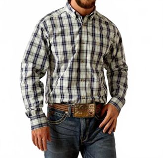 Ariat Mens Plaid Shirts In Navy