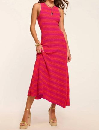 Ramy Brook Nora Textured Knit High Neck Dress In Pink