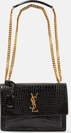 Saint Laurent Sunset Medium croc-effect leather shoulder bag