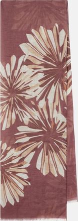 Brunello Cucinelli Sciarpa in lino con stampa floreale