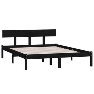 Berkfield Home Modern Bed Frame Black Solid Wood Pine 150x200 cm King Size