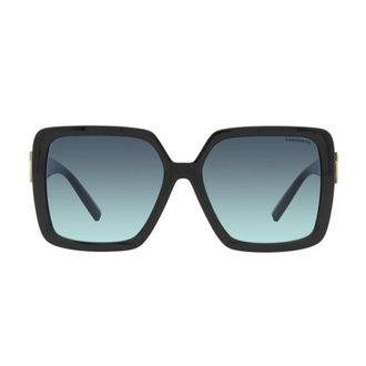 Tiffany & Co. Zonnebril met vierkant montuur en vrouwelijke details - Dames - Zonnebrillen - Zwart - 57 MM - Accessoires