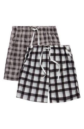 Geoffrey Beene 2-Pack Assorted Plaid Pajama Shorts in Grey Multi at Nordstrom Rack, Size X-Large