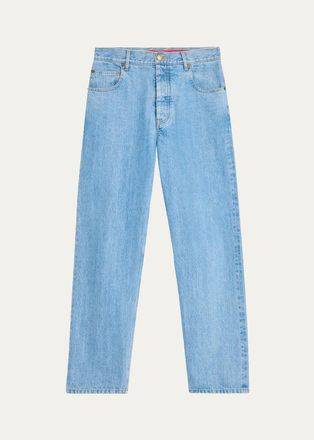 Thom Browne Mens Washed Selvedge Denim Straight-Leg Jeans