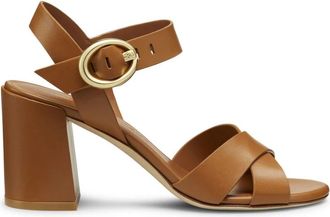 Stuart Weitzman Benni Block 75 Sandaal - Dames - Sandalen met hakken - Beige - 39 EU - Leer - Schoenen
