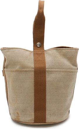 Herm&egrave;s Beige Brown Brown Yellow Toile H Handbag Tote Bag (Pre-Owned)