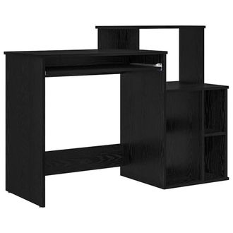 Berkfield Home Desk with Storage Black Oak 120.5x44x88.5 cm Engineered Wood