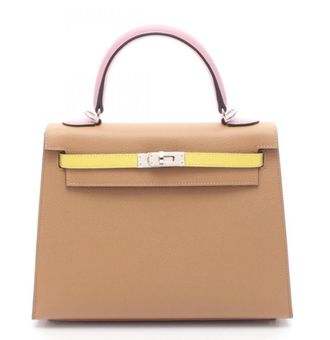 Herm&egrave;s Herm&egrave;s Kelly 25 Tricolore bag 25 in Chai, Citron and Mauve Epsom Leather with Silver hardware