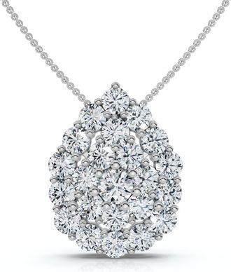 Pompeii3 2Ct Diamond Pear Shape Pave Pendant 14k Gold Necklace Lab Grown