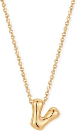 Brook & York Mini Pippa Bubble Initial Pendant Necklace in Gold V at Nordstrom
