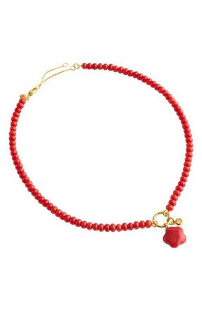 Madewell Puffy Flower Beaded Charm Necklace in Pomegranate Seed at Nordstrom