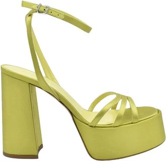 Sergio Levantesi Blauwe Zijden Plateau Sandalen - Dames - Sandalen met hakken - Geel - 38 EU - Schoenen
