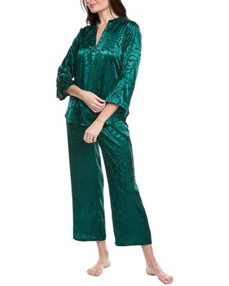 Natori 2Pc Scroll Satin Jacquard Pajama Set