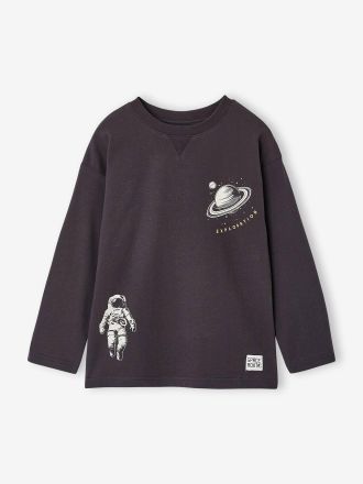 Vertbaudet Langarmshirt f&uuml;r Jungen mit Weltraum-Print anthrazit