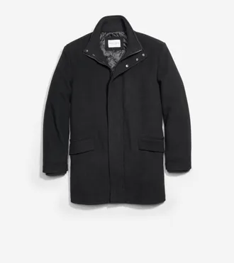 Cole Haan Mens Stand Collar Car Coat - Black Size Medium