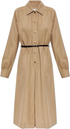 Burberry Floriana Woljurk - Dames - Shirt Kleedjes - Beige - 2XS - Wol - Kleedjes