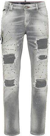 Philipp Plein Denim Rock Star Fit Broek Studs - Heren - Slim Fit Jeans - Grijs - W30 - Denim - Jeans