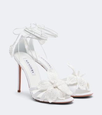 Aquazzura Calypso leather-trimmed raffia sandals
