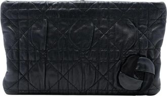 Dior Pre-owned Clutches, female, Black, Size: ONE SIZE Pre-owned Leather Quilted Clutch