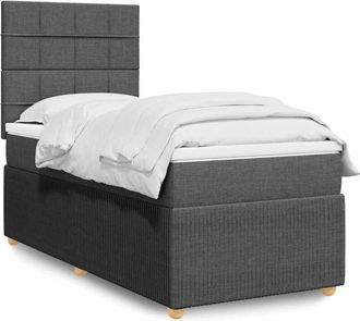 vidaXL Cama Box Spring Con Colch&oacute;n Tela Gris Oscuro 90x190 Cm Vidaxl