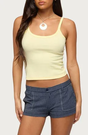 Edikted Basic Babe Stretch Cotton Crop Camisole in Yellow at Nordstrom, Size X-Large