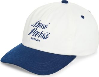 Ami Bicolor Logo Embroidered Adjustable Baseball Cap in Encre/Blanc Creme at Nordstrom