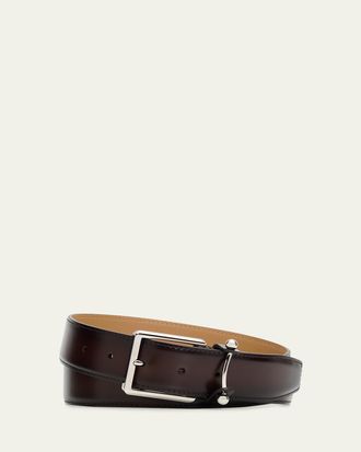 Christian Louboutin Mens Chambeliss Patinated Leather Belt