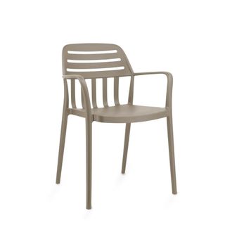 Koketto Home Silla apilable en polipropileno beige con reposabrazos