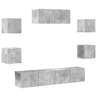 vidaXL Set De Muebles De Tv 7 Pzas Madera Contrachapada Gris Hormig&oacute;n Vidaxl